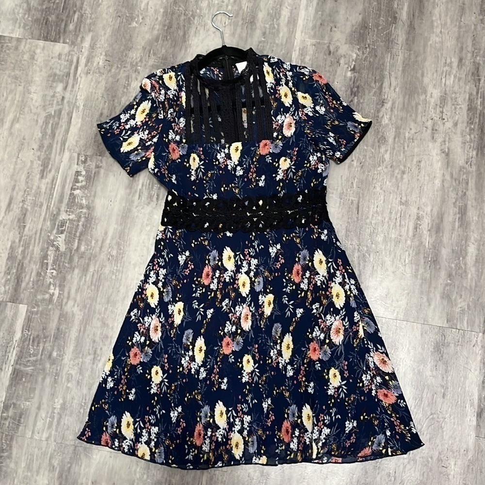 Foxiedox Anthropologie Andora Floral Dress Navy Size Small
